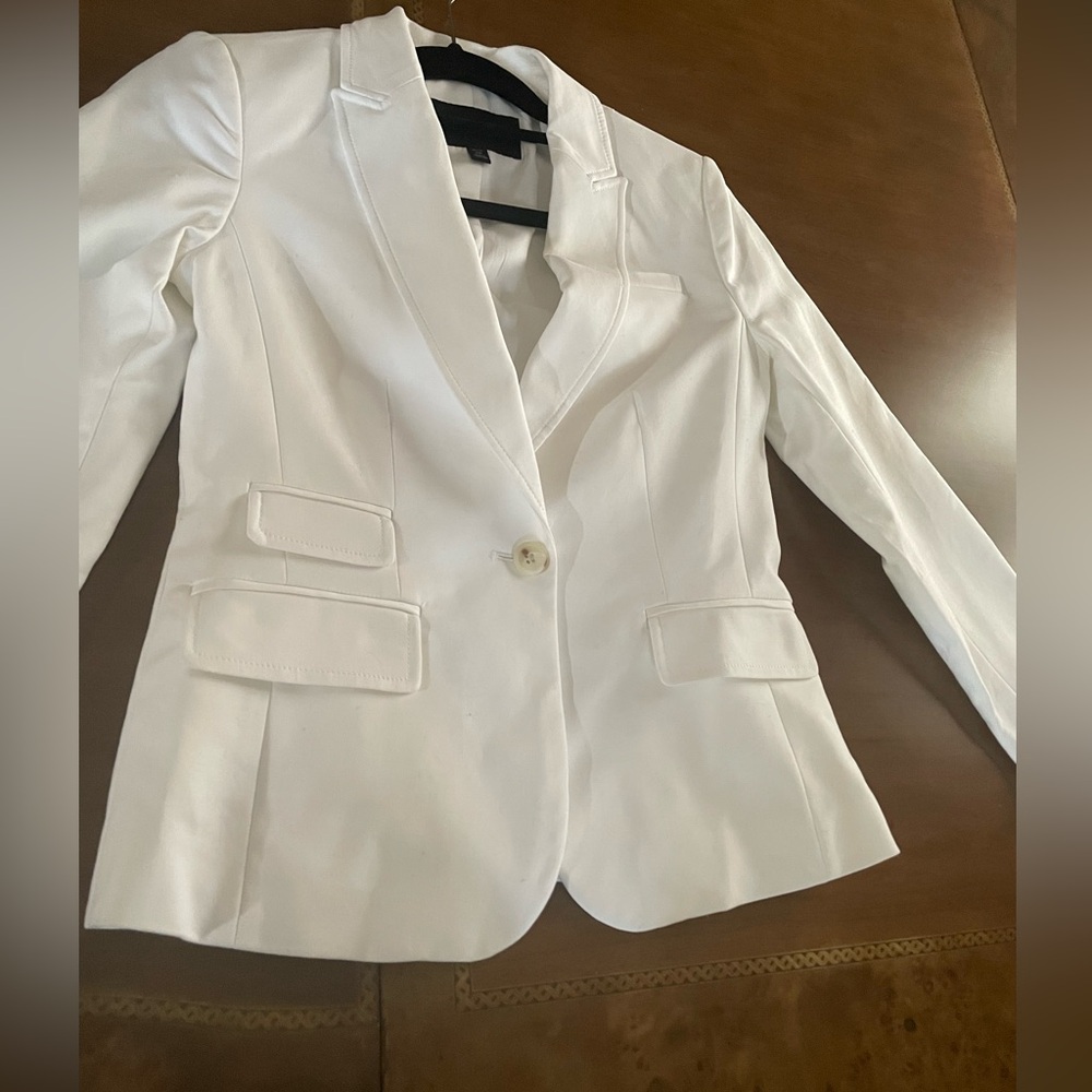 Banana Republic White Tailored Single-Button Blazer